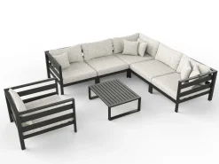 ARTELIA Adriano L Gartenlounge für 6 Personen, anthrazit/grau, Aluminium/Polyacryl, inkl. Kissen & Couchtisch