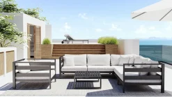 ARTELIA Adriano L Gartenlounge für 6 Personen, anthrazit/grau, Aluminium/Polyacryl, inkl. Kissen & Couchtisch