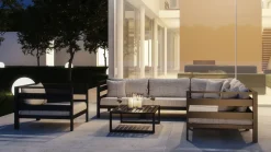 ARTELIA Adriano L Gartenlounge für 6 Personen, anthrazit/grau, Aluminium/Polyacryl, inkl. Kissen & Couchtisch