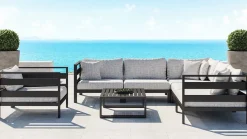 ARTELIA Adriano L Gartenlounge für 6 Personen, anthrazit/grau, Aluminium/Polyacryl, inkl. Kissen & Couchtisch