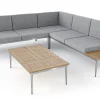 ARTELIA Basso Gartenlounge für 5 Personen, grau/naturbelassen, Edelstahl/Rope, verstellbarer Tisch, inkl. Polster und Kissen
