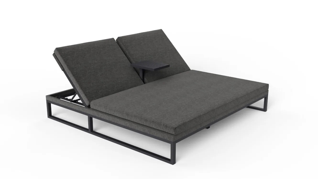 ARTELIA Bellaco Outdoor Doppelliege, anthrazit, Alu/Polyacryl, inkl. Beistelltisch
