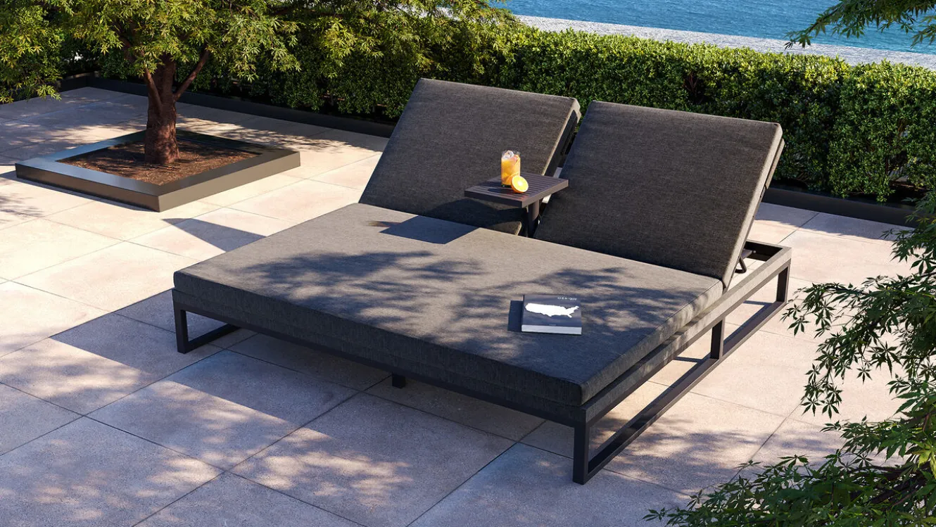 ARTELIA Bellaco Outdoor Doppelliege, anthrazit, Alu/Polyacryl, inkl. Beistelltisch
