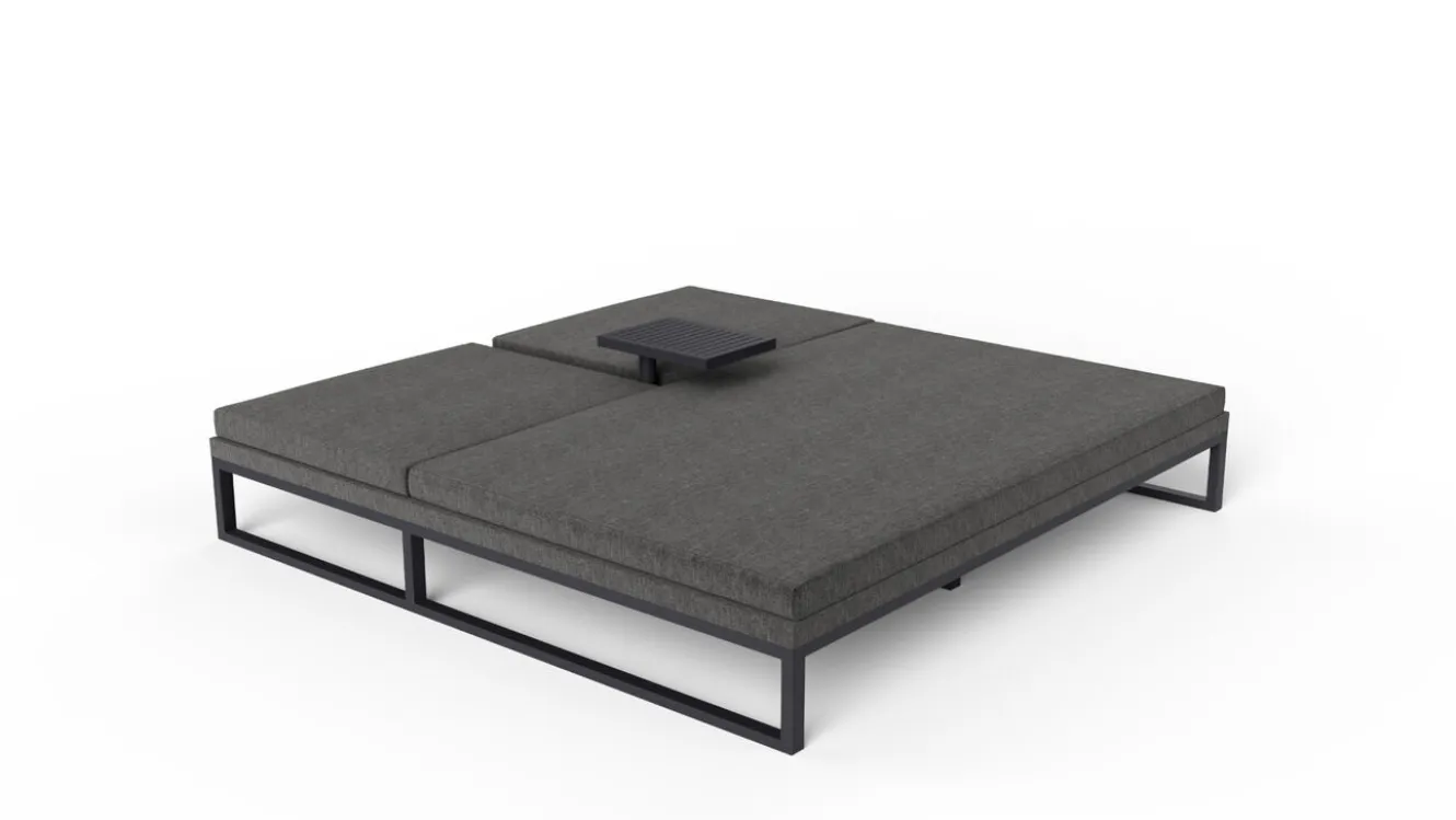 ARTELIA Bellaco Outdoor Doppelliege, anthrazit, Alu/Polyacryl, inkl. Beistelltisch