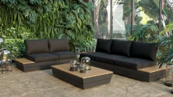 ARTELIA Delta Gartenlounge für 5 Personen mit Couchtisch, anthrazit/naturbelassen, Alu/Polywood, schmutzabweisend, inkl. Ablageflächen