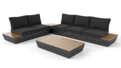 ARTELIA Delta Gartenlounge für 5 Personen mit Couchtisch, anthrazit/naturbelassen, Alu/Polywood, schmutzabweisend, inkl. Ablageflächen