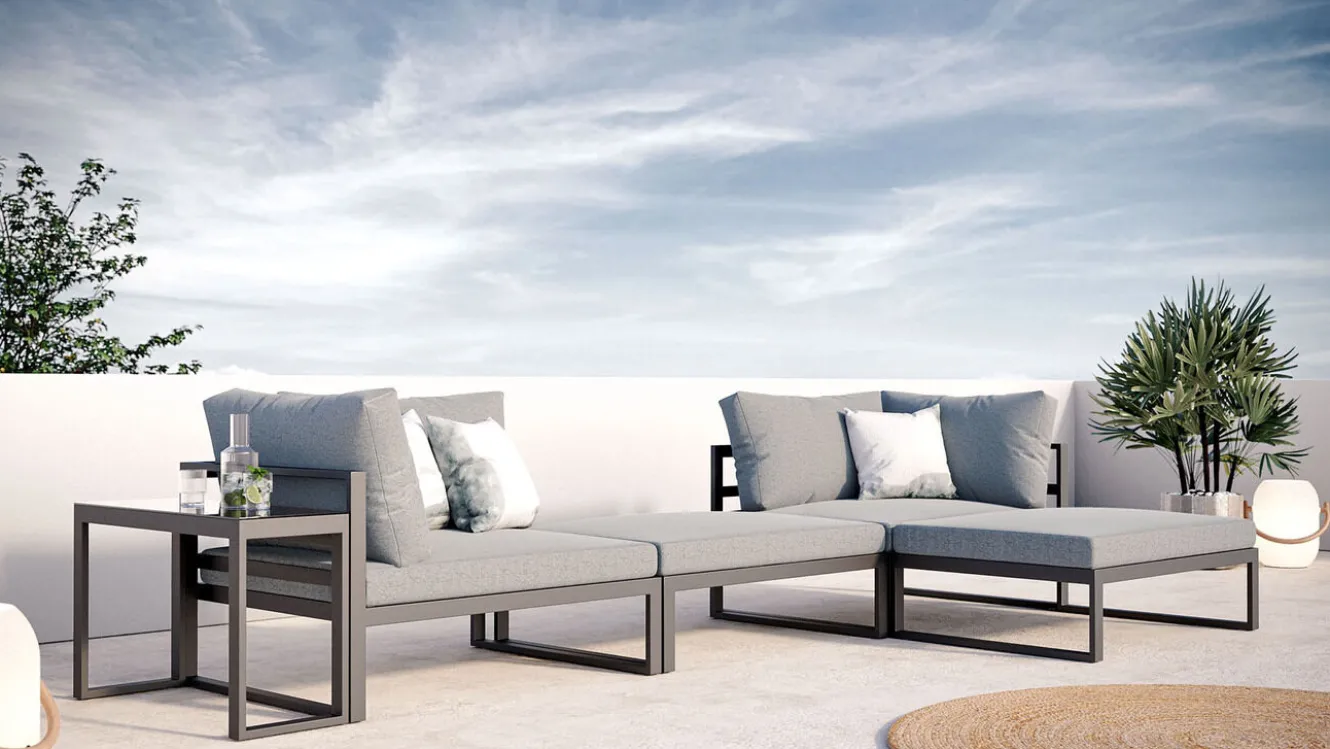 ARTELIA Geneva Gartenlounge, 5-teilig, anthrazit/grau, Alu/Glas, flexibel verstellbar
