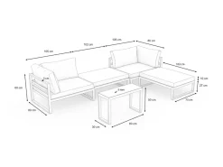 ARTELIA Geneva Gartenlounge, 5-teilig, anthrazit/grau, Alu/Glas, flexibel verstellbar