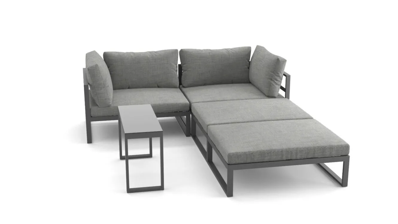 ARTELIA Geneva Gartenlounge, 5-teilig, anthrazit/grau, Alu/Glas, flexibel verstellbar