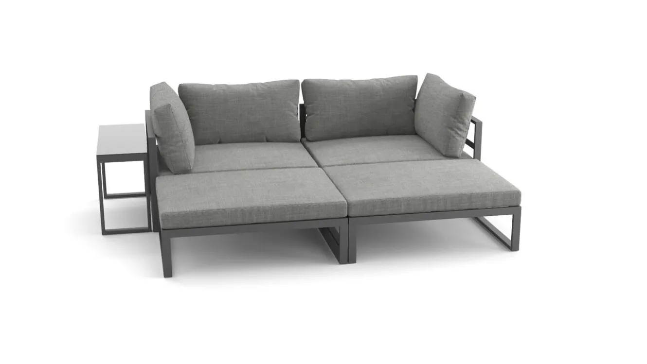 ARTELIA Geneva Gartenlounge, 5-teilig, anthrazit/grau, Alu/Glas, flexibel verstellbar