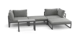 ARTELIA Geneva Gartenlounge, 5-teilig, anthrazit/grau, Alu/Glas, flexibel verstellbar