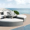 ARTELIA Hummel Plus Sonneninsel, grau/beige, Alu/Polyrattan, höhenverstellbarer Tisch, Sonnenschutz und Sichtschutz