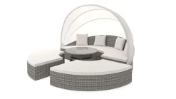 ARTELIA Hummel Plus Sonneninsel, grau/beige, Alu/Polyrattan, höhenverstellbarer Tisch, Sonnenschutz und Sichtschutz
