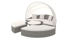 ARTELIA Hummel Plus Sonneninsel, grau/beige, Alu/Polyrattan, höhenverstellbarer Tisch, Sonnenschutz und Sichtschutz