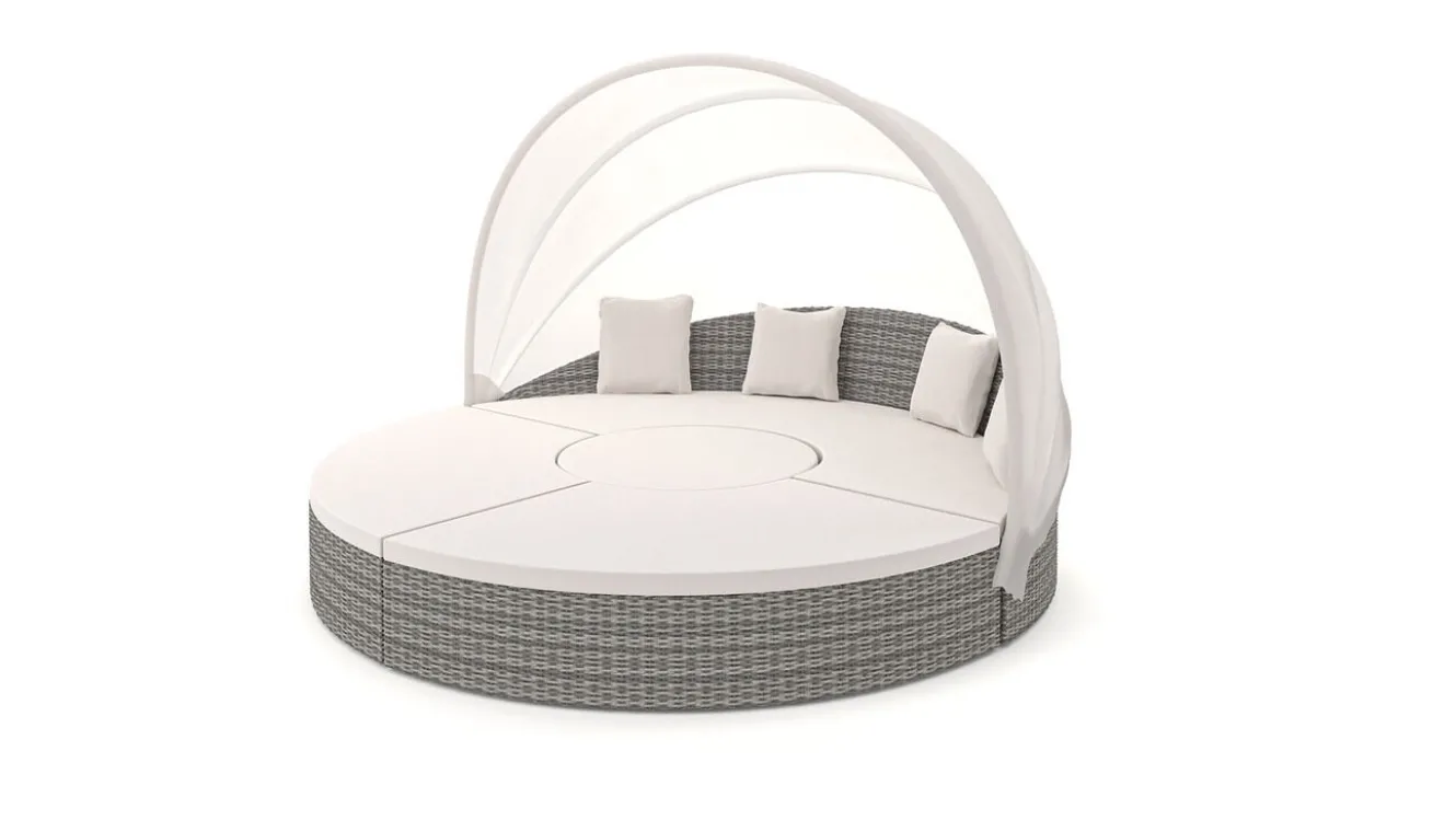 ARTELIA Hummel Plus Sonneninsel, grau/beige, Alu/Polyrattan, höhenverstellbarer Tisch, Sonnenschutz und Sichtschutz