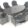 ARTELIA Livia Relax XL Garten-Essgruppe mit 8 Sesseln, grau, Polyrattan, ovaler Tisch, inkl. Kissen