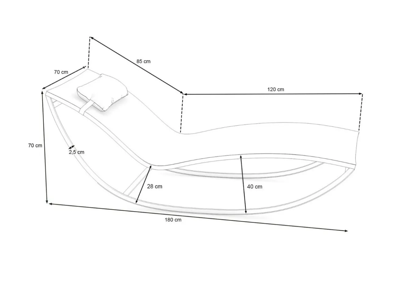 ARTELIA Martini Gartenliege, silber/anthrazit, Edelstahl/Textilene, ergonomisch, UV-Beständig, inkl. Kissen