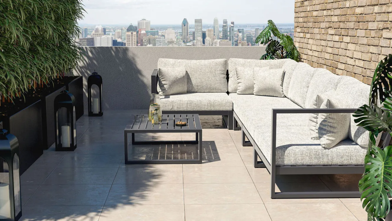 ARTELIA Matteo Corner Gartenlounge, anthrazit/grau, Alu/Polyacryl, Ecklounge inkl. Couchtisch & Kissen