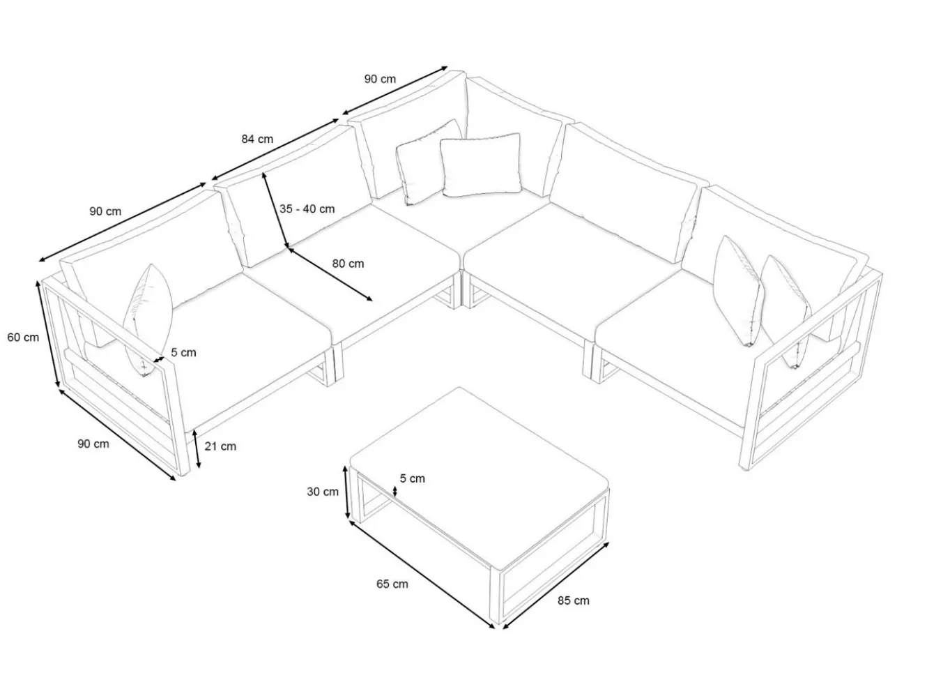 ARTELIA Matteo Corner Gartenlounge, anthrazit/grau, Alu/Polyacryl, Ecklounge inkl. Couchtisch & Kissen