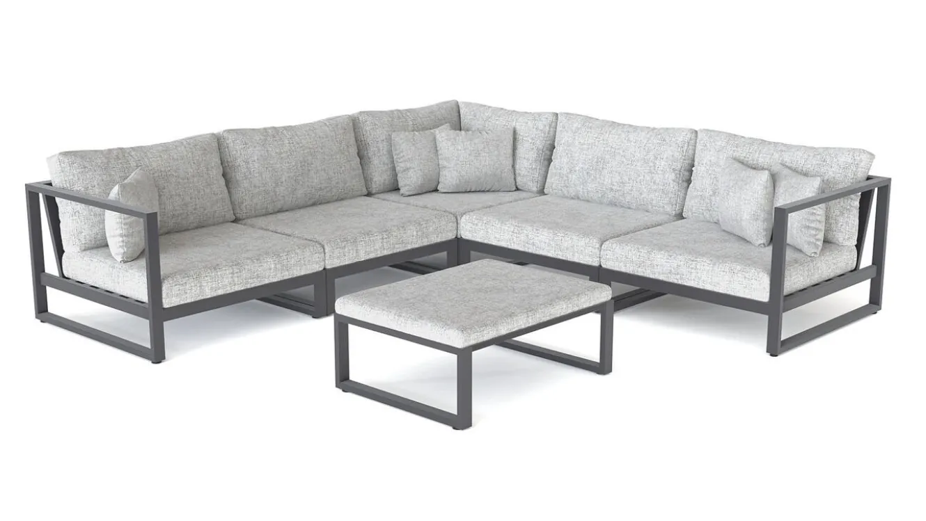 ARTELIA Matteo Corner Gartenlounge, anthrazit/grau, Alu/Polyacryl, Ecklounge inkl. Couchtisch & Kissen