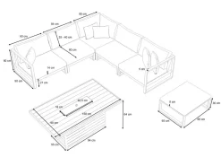 ARTELIA Matteo Corner Gartenlounge mit Feuertisch für 5 Personen, anthrazit/grau, Aluminium, inkl. Kissen & Hocker