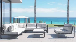 ARTELIA Matteo L Gartenlounge für 6 Personen, anthrazit/grau, Alu/Polyacryl, inkl. Couchtisch und Kissen