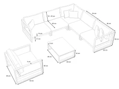 ARTELIA Matteo L Gartenlounge für 6 Personen, anthrazit/grau, Alu/Polyacryl, inkl. Couchtisch und Kissen