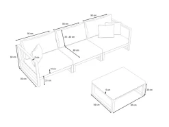 ARTELIA Matteo S Gartenlounge 3-Sitzer, anthrazit/grau, Aluminium, inkl. Polster & Hocker
