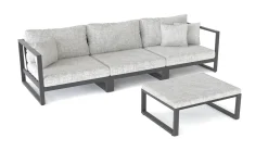 ARTELIA Matteo S Gartenlounge 3-Sitzer, anthrazit/grau, Aluminium, inkl. Polster & Hocker