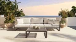 ARTELIA Matteo S Gartenlounge 3-Sitzer, anthrazit/grau, Aluminium, inkl. Polster & Hocker