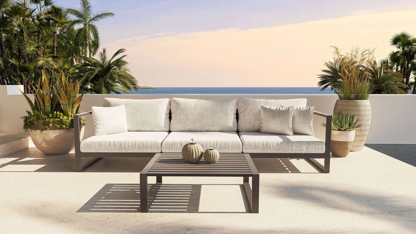 ARTELIA Matteo S Gartenlounge 3-Sitzer, anthrazit/grau, Aluminium, inkl. Polster & Hocker