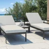 ARTELIA Meliya Gartenlounge, anthrazit/grau, Alu/Polywood, inkl. Kissen & Tisch, verstellbare Liegefunktion