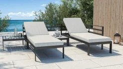 ARTELIA Meliya Gartenlounge, anthrazit/grau, Alu/Polywood, inkl. Kissen & Tisch, verstellbare Liegefunktion