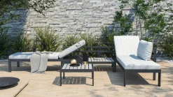 ARTELIA Meliya Gartenlounge, anthrazit/grau, Alu/Polywood, inkl. Kissen & Tisch, verstellbare Liegefunktion