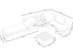 ARTELIA Meliya Gartenlounge, anthrazit/grau, Alu/Polywood, inkl. Kissen & Tisch, verstellbare Liegefunktion