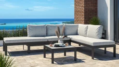 ARTELIA Meliya Gartenlounge, anthrazit/grau, Alu/Polywood, inkl. Kissen & Tisch, verstellbare Liegefunktion