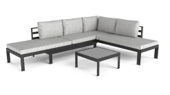 ARTELIA Meliya Gartenlounge, anthrazit/grau, Alu/Polywood, inkl. Kissen & Tisch, verstellbare Liegefunktion