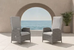 ARTELIA Merano Dining Sessel 2er-Set, grau meliert, Polyrattan, 64 x 57 x 105,5 cm, verstellbare Rückenlehne