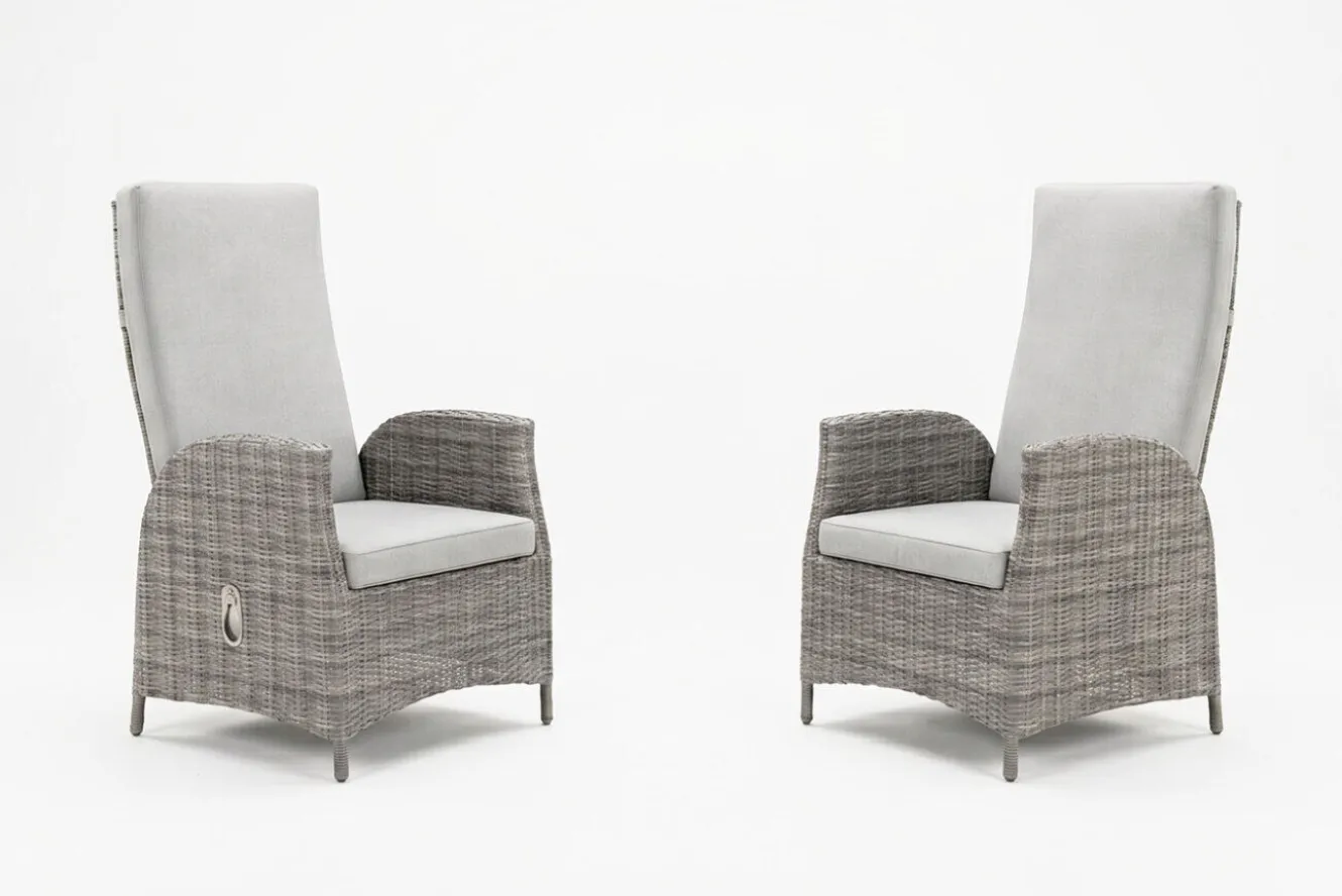 ARTELIA Merano Dining Sessel 2er-Set, grau meliert, Polyrattan, 64 x 57 x 105,5 cm, verstellbare Rückenlehne