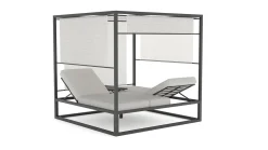 ARTELIA Montana Doppelliege, anthrazit/grau, Alu/Polyacryl, verstellbare Rückenlehne & Tisch, Sonnenschutz und Sichtschutz