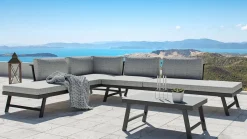 ARTELIA Morino Gartenlounge, anthrazit/grau, Alu/Polyacryl, inkl. Couchtisch, flexibel verstellbar, abnehmbare Bezüge