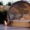ARTELIA Oceana Sonneninsel, grau, Polyrattan/Polyacryl, mit Dach & drehbarem Hocker, Sonnenschutz und Sichtschutz