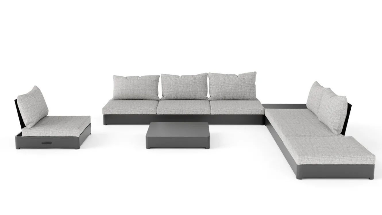 ARTELIA Odessa Gartenlounge für 5-6 Personen, anthrazit/grau, Alu/Polyacryl, inkl. verstellbarer Rückenlehne, flexibel kombinierbar