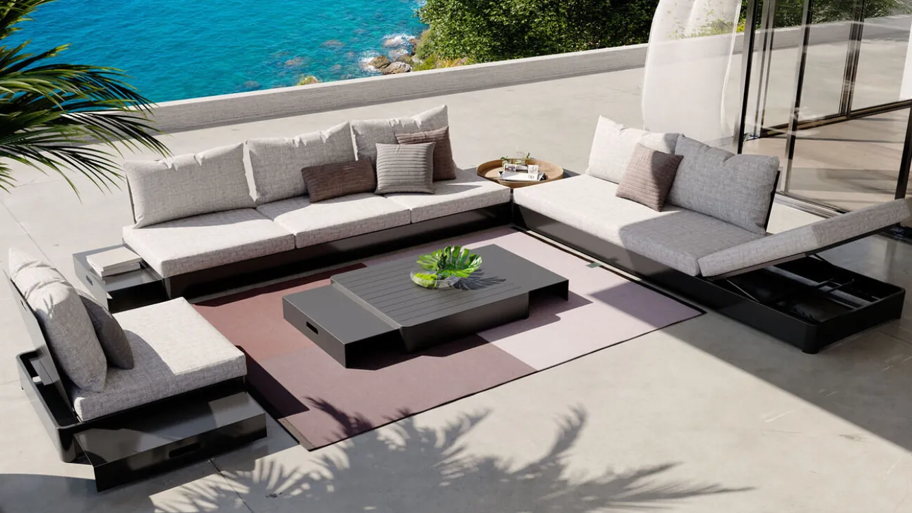 ARTELIA Odessa Gartenlounge für 5-6 Personen, anthrazit/grau, Alu/Polyacryl, inkl. verstellbarer Rückenlehne, flexibel kombinierbar