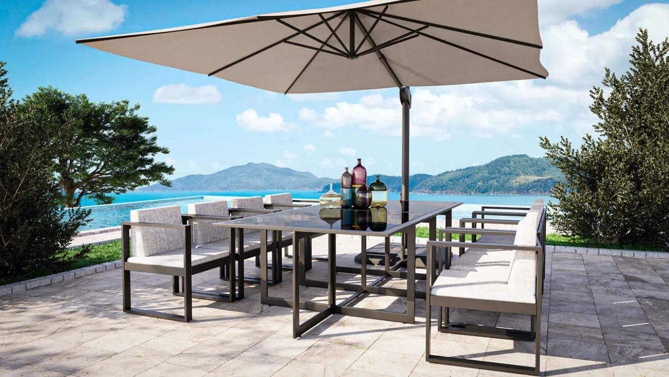 ARTELIA Ricardo Dining XL Garten-Essgruppe, anthrazit/grau, Alu/Glas, inkl. 8 Sessel