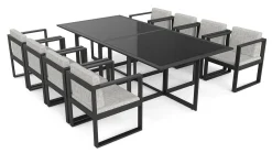 ARTELIA Ricardo Dining XL Garten-Essgruppe, anthrazit/grau, Alu/Glas, inkl. 8 Sessel