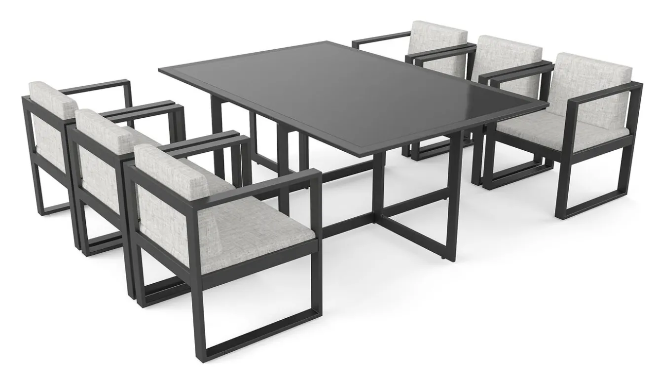 ARTELIA Ricardo Garten-Essgruppe für 6 Personen, anthrazit/grau, Alu/Glas, inkl. Tisch und Polster