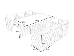 ARTELIA RN-2 Garten-Essgruppe mit 6 Sesseln, weiß, Alu/Sicherheitsglas, inkl. Kissen