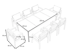 ARTELIA Rosario XL Garten-Essgruppe, anthrazit/grau, Alu/Glas, inkl. Tisch und 8 stapelbaren Stühlen