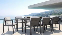 ARTELIA Rosario XL Garten-Essgruppe, anthrazit/grau, Alu/Glas, inkl. Tisch und 8 stapelbaren Stühlen